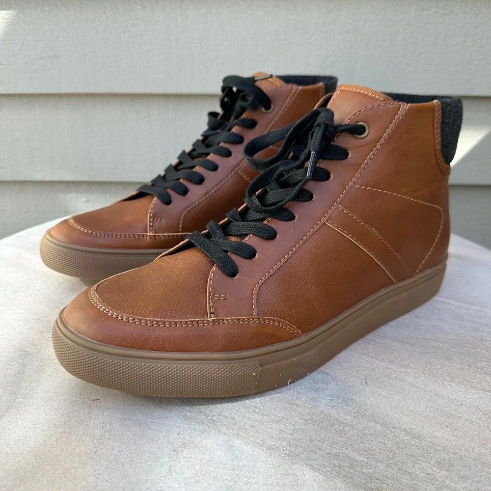 Sonoma Congo Mens Size 10 Ankle Boots Cognac Brown Lace Up New